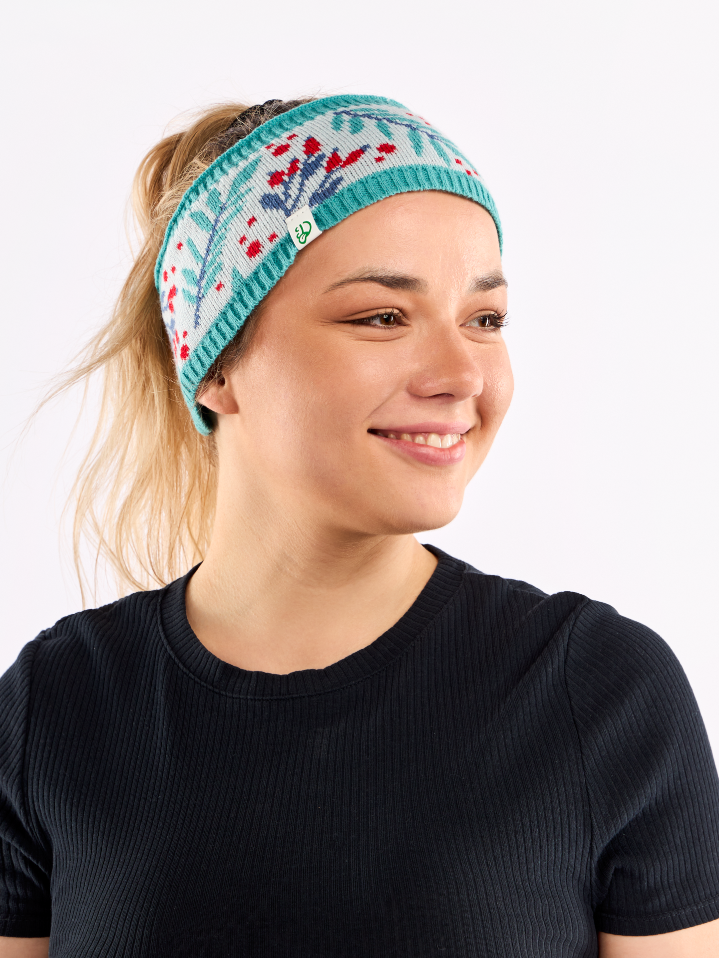 Women's Knitted Headband Rosehips in Snow