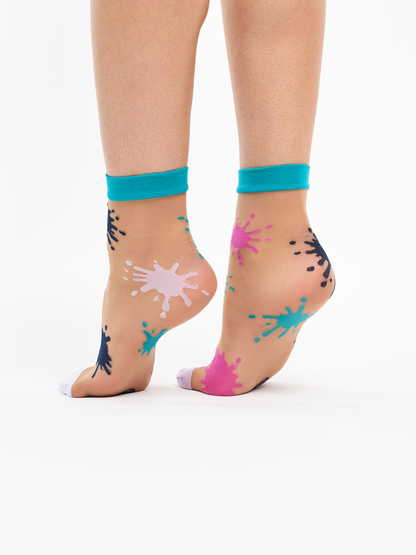 Nylon Socks Colorful Splotches