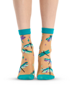 Nylon Socks Turquoise Dragonflies