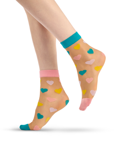 Nylon Socks Pastel Hearts