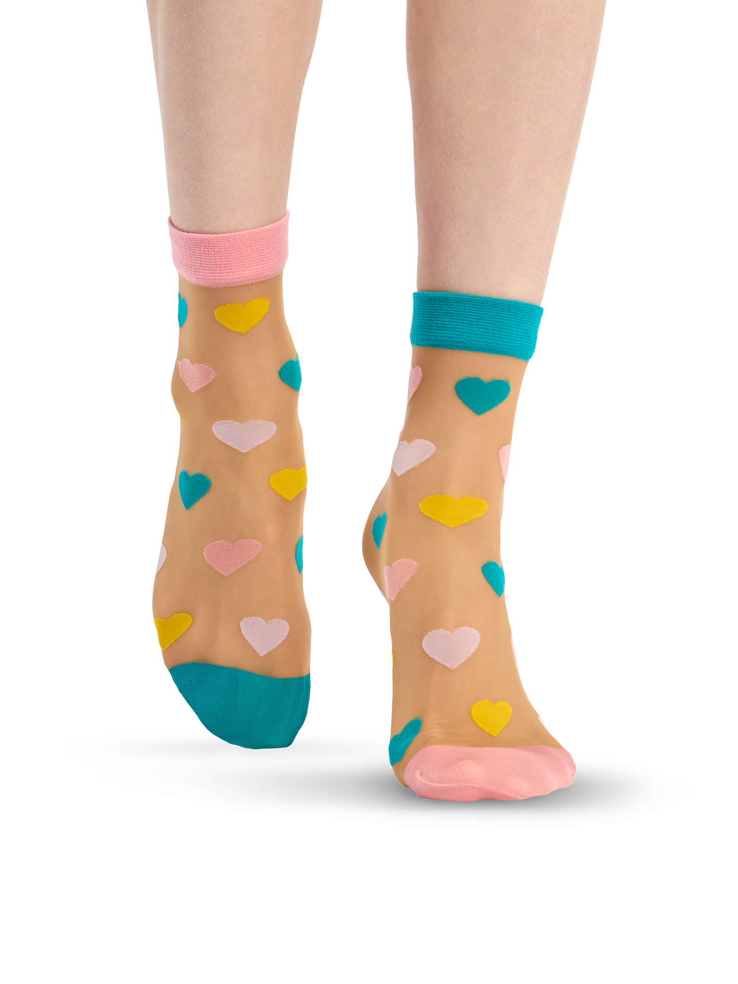Nylon Socks Pastel Hearts