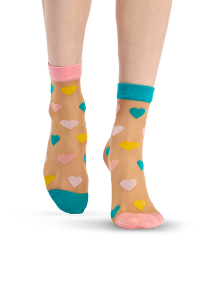 Nylon Socks Pastel Hearts