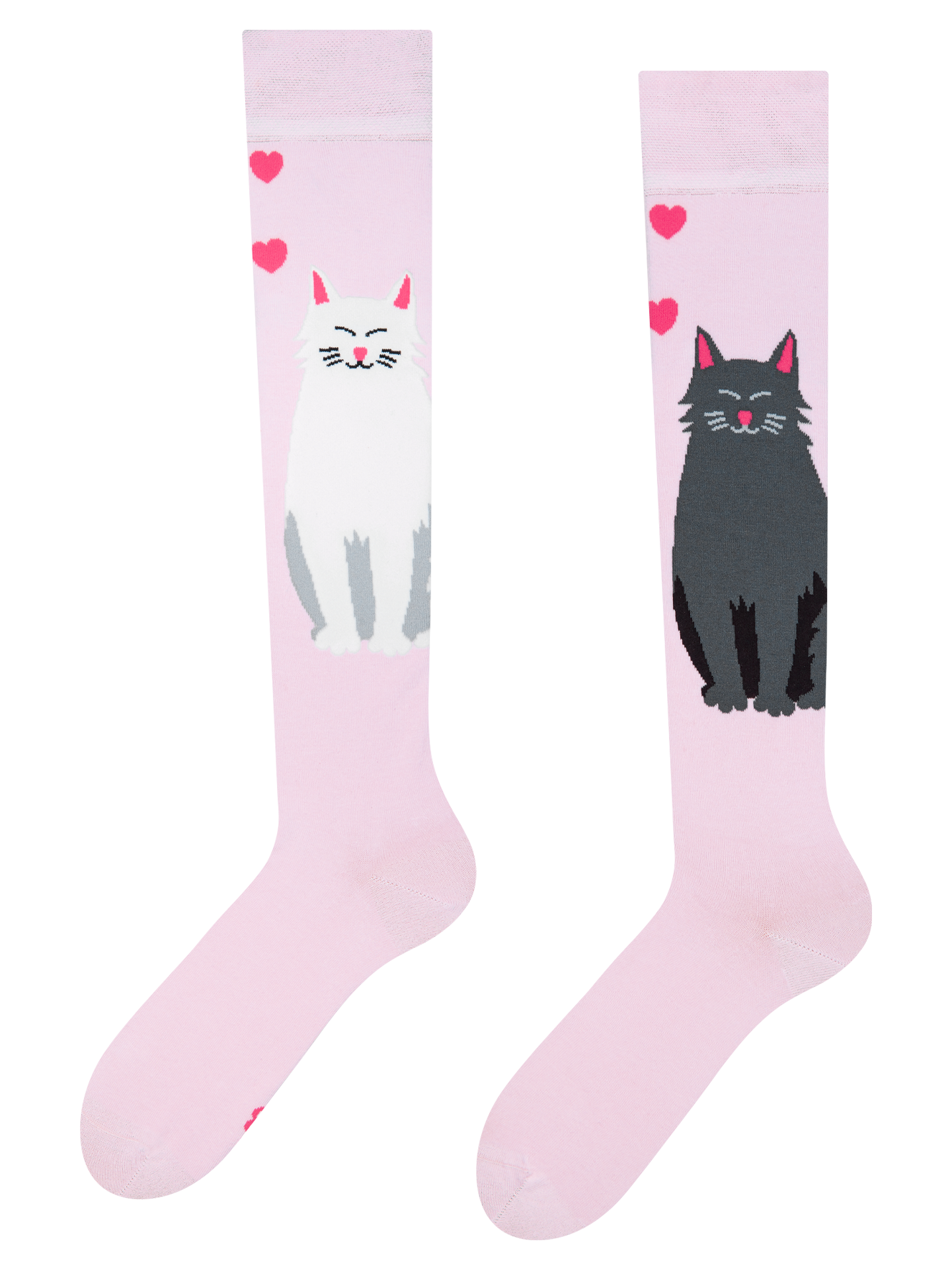 Knee High Socks Black & White Cat