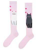 Knee High Socks Black & White Cat