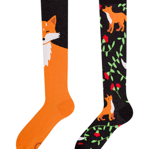 Knee High Socks Fox & Flowers