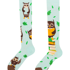 Knee High Socks Owl & Books