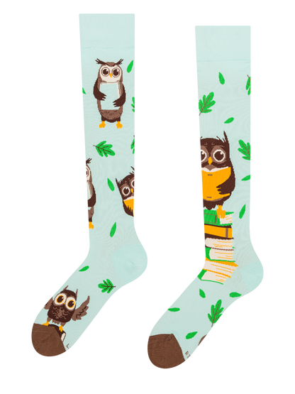 Knee High Socks Owl & Books