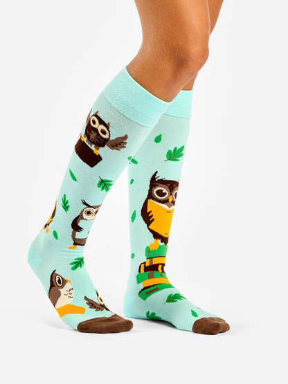 Knee High Socks Owl & Books