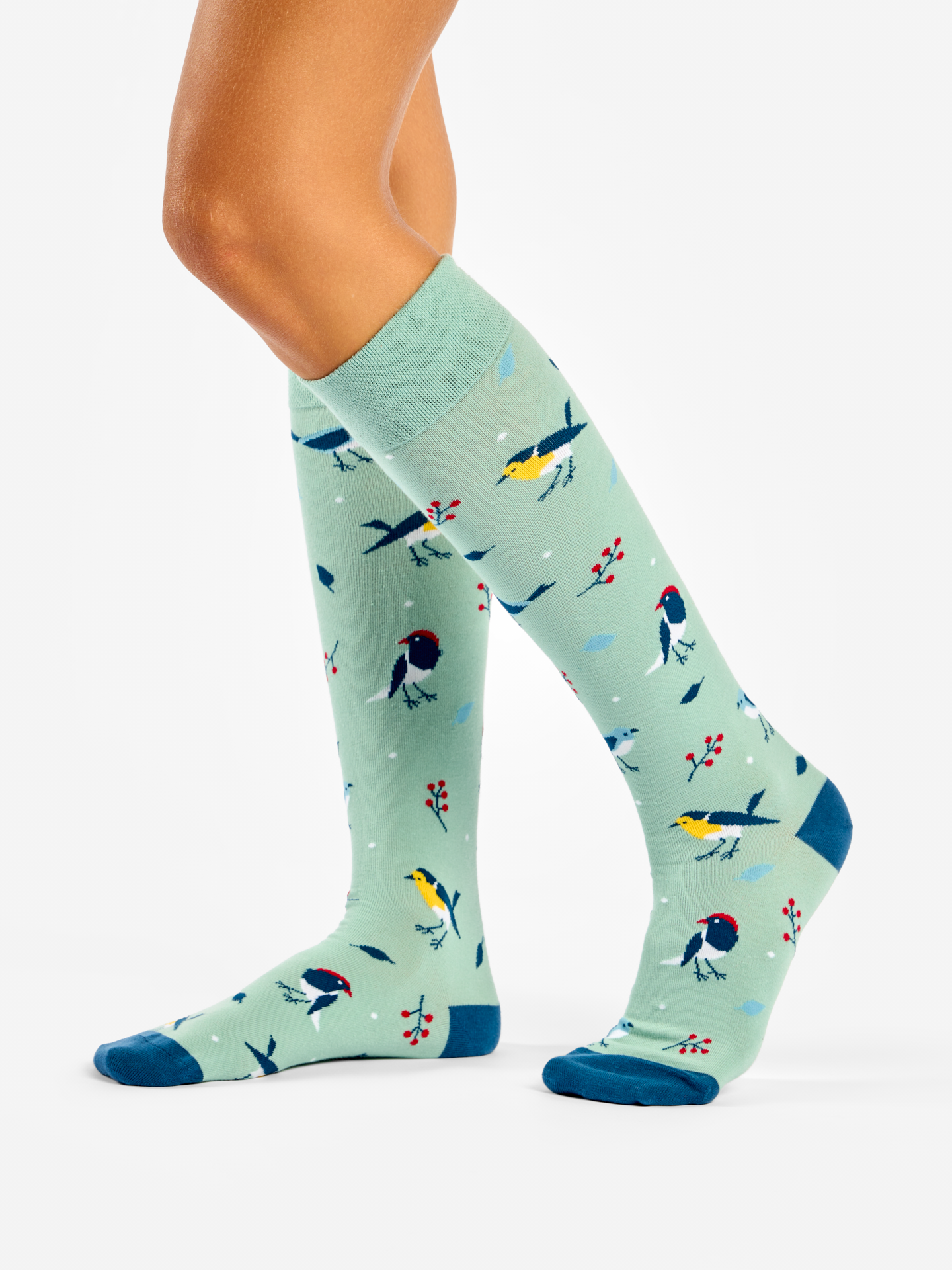 Knee High Socks Singing Birds