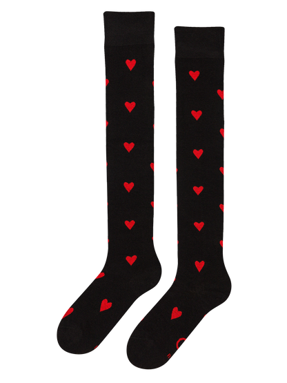 Over the Knee Socks Red Hearts