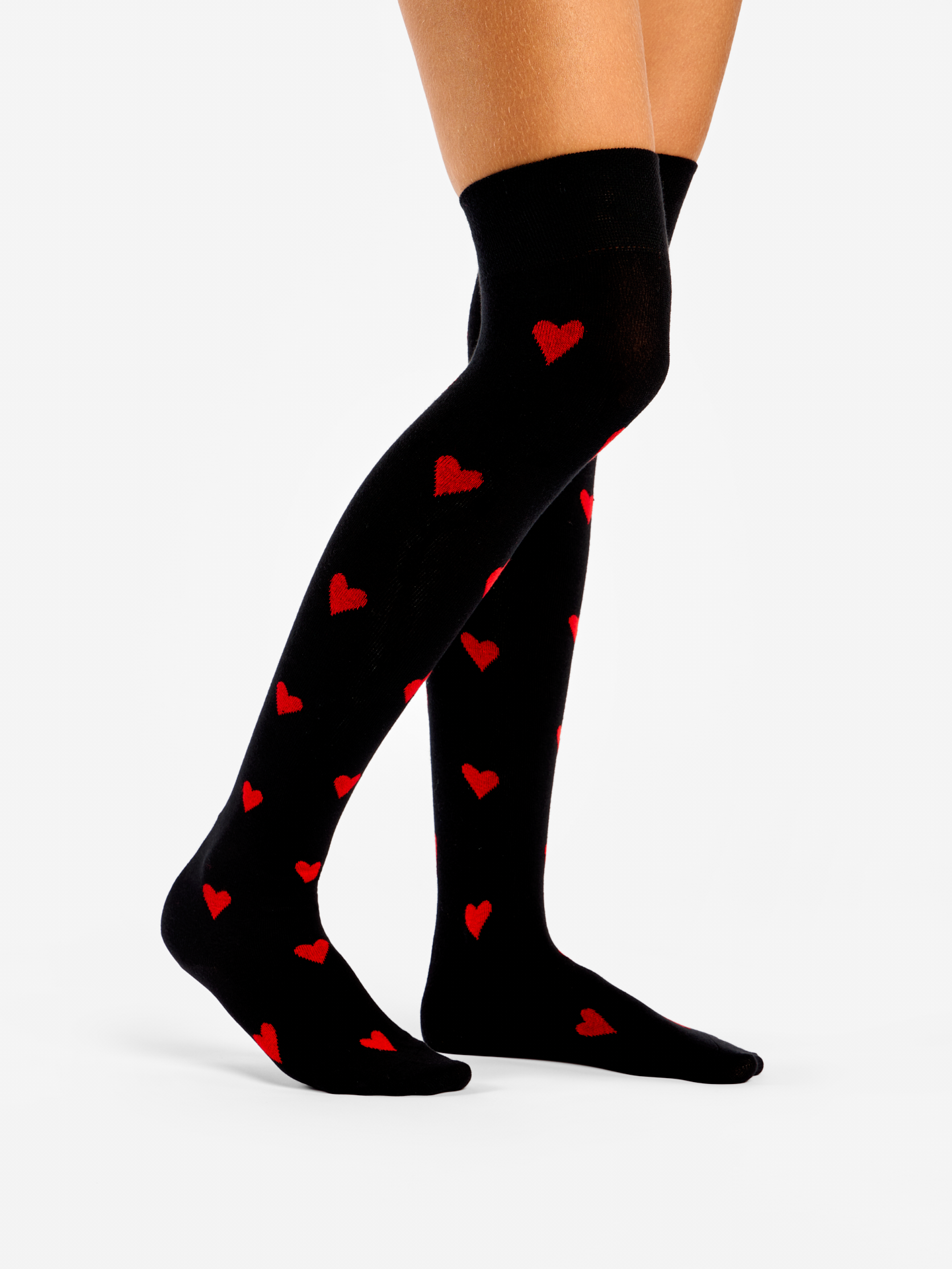 Over the Knee Socks Red Hearts