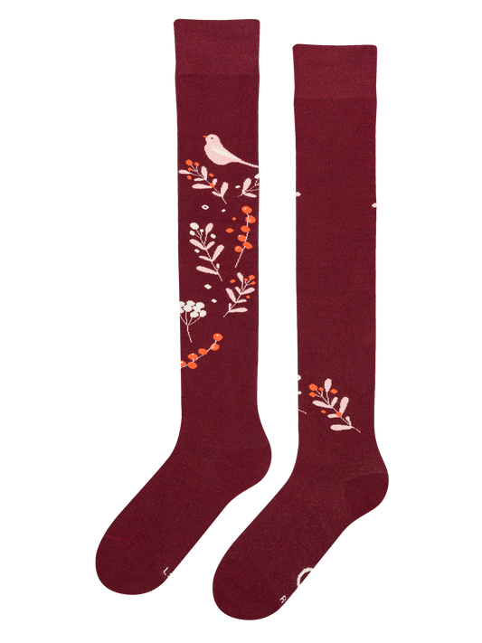 Over the Knee Socks Birds & Berries