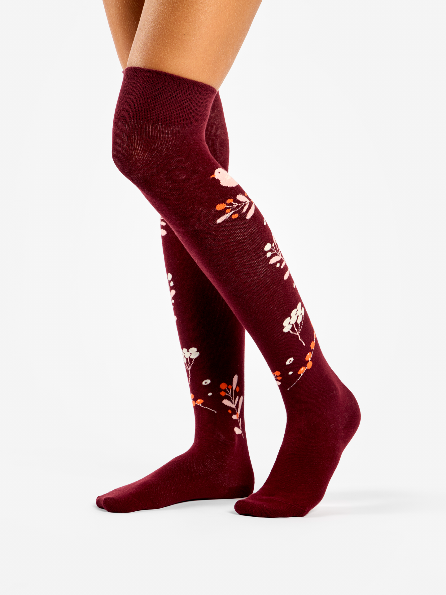 Over the Knee Socks Birds & Berries