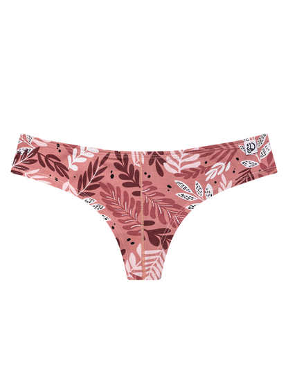 Women's Brazilian Panties Pink Leaves