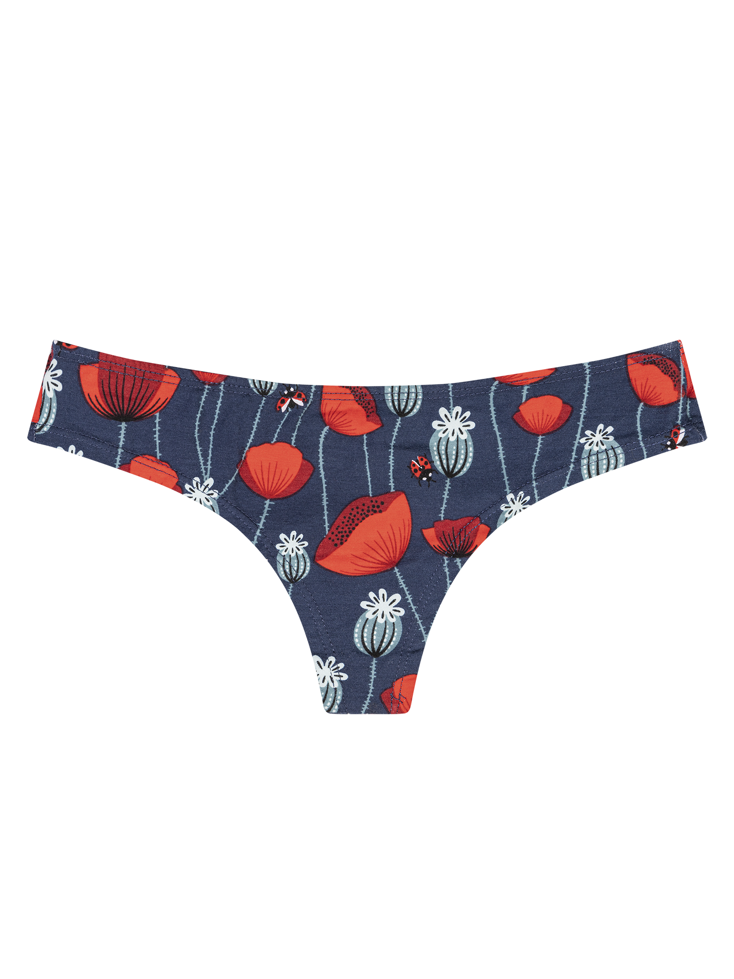 Women's Brazilian Panties Ladybugs & Poppy Flowers