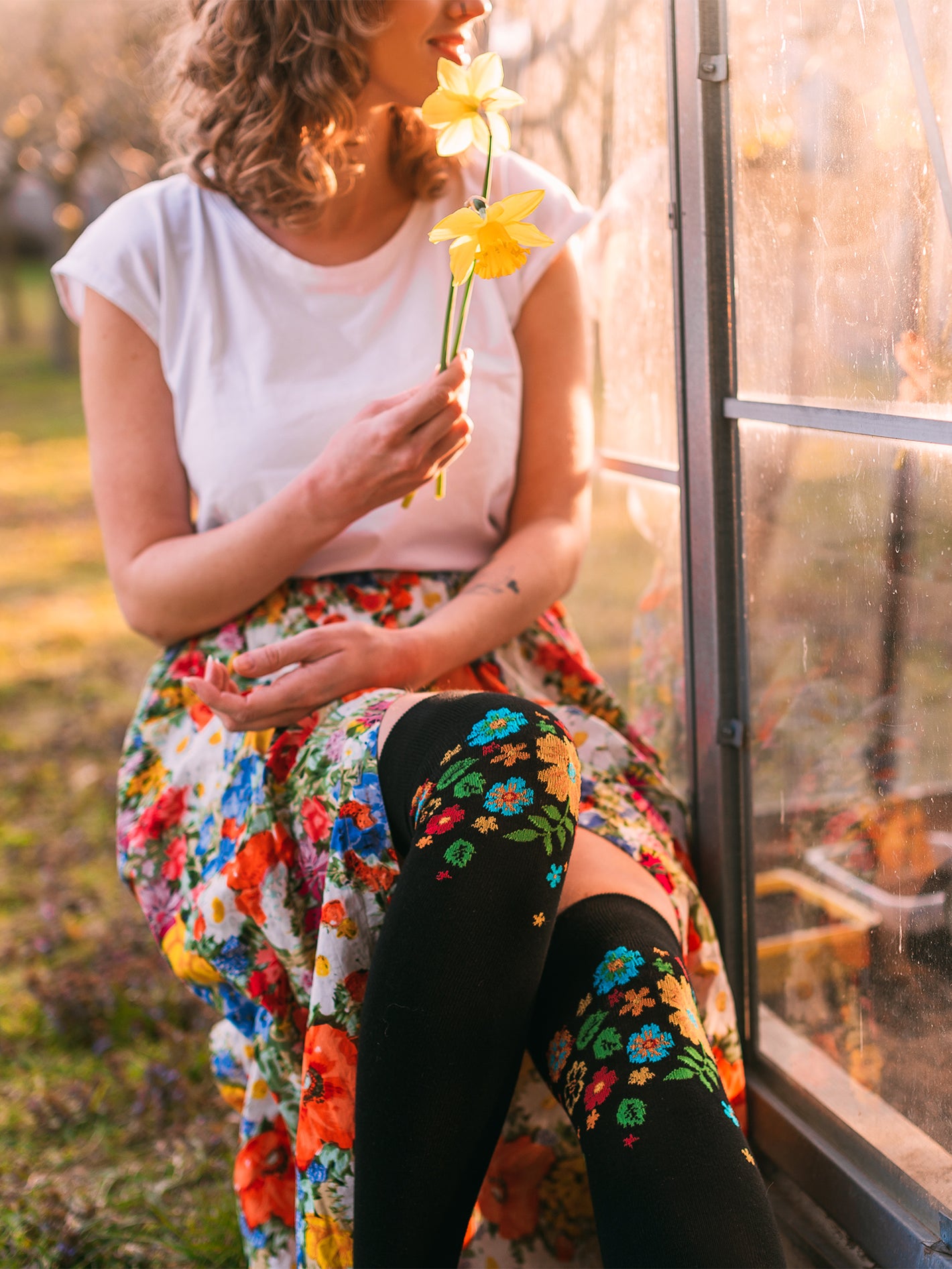 Over the Knee Socks Flowers