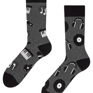 Recycled Cotton Socks Black & White Music