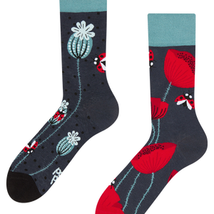 Regular Socks Ladybugs & Poppy Flowers