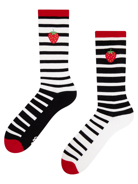 Sports Socks Black & White Strawberry