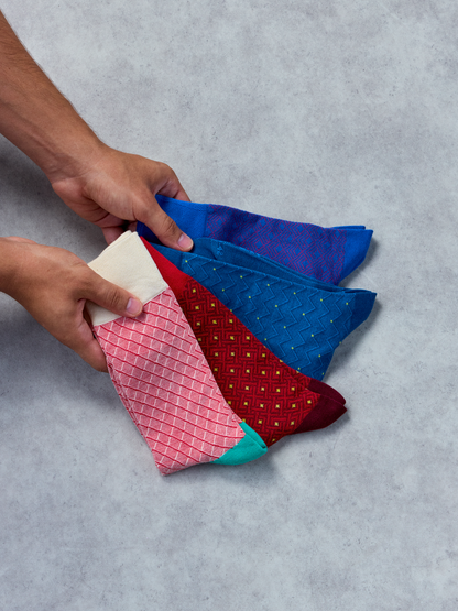 Turquoise & Red Pattern Socks