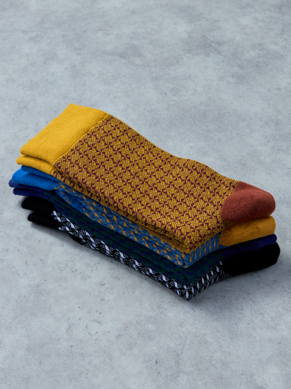 Burgundy & Yellow Pattern Socks