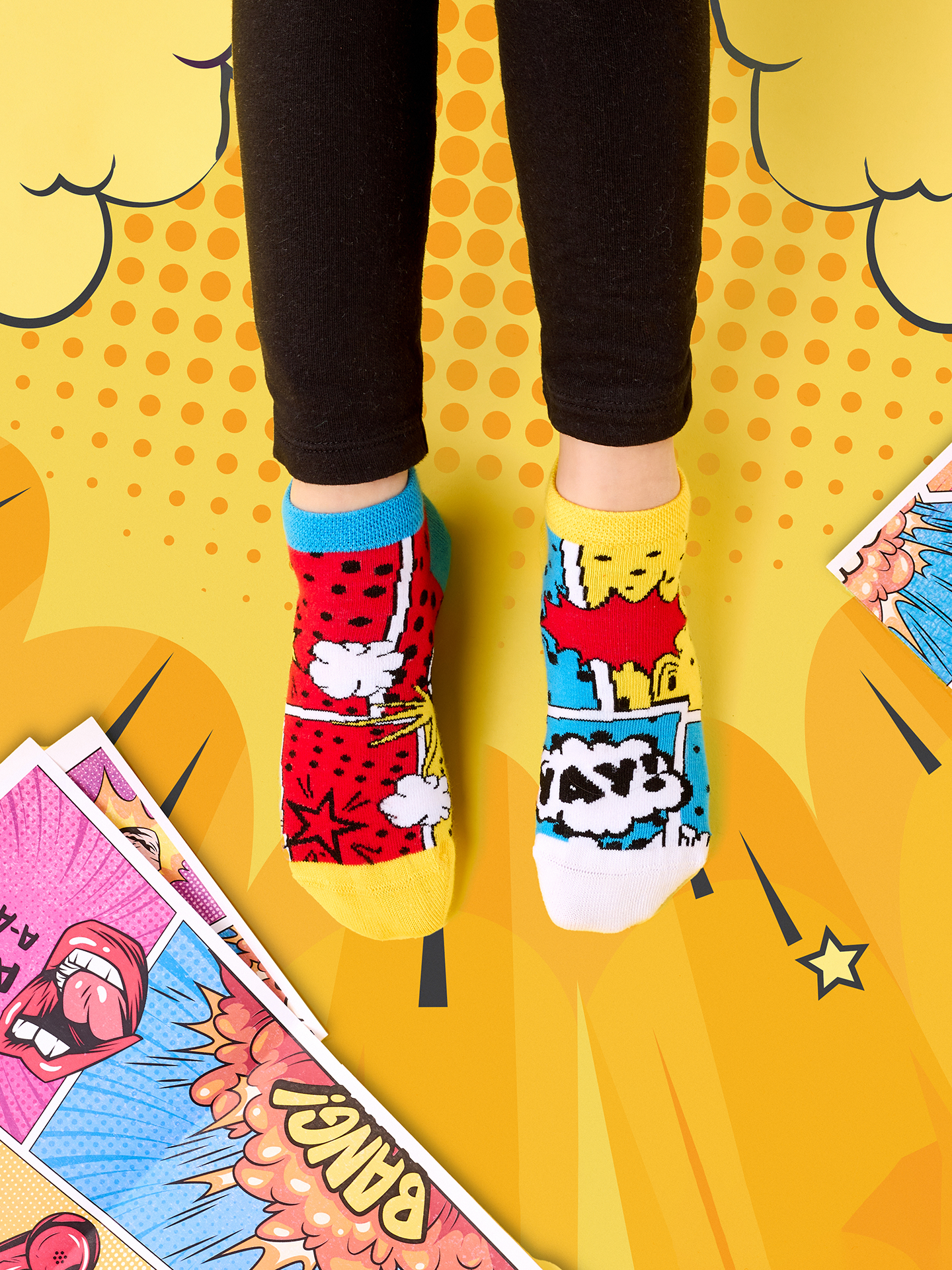 Kids' Ankle Socks Colorful Comics