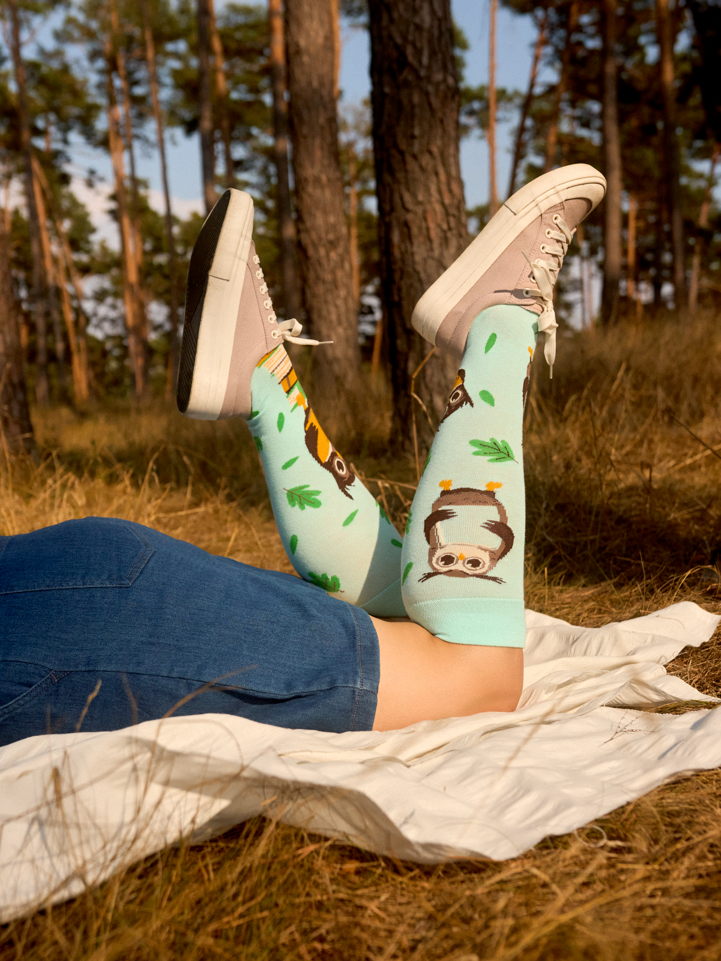 Knee High Socks Owl & Books