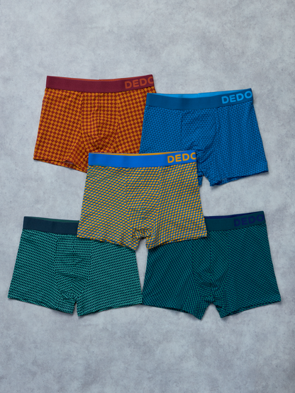 Blue & Yellow Men's Patterned Trunks