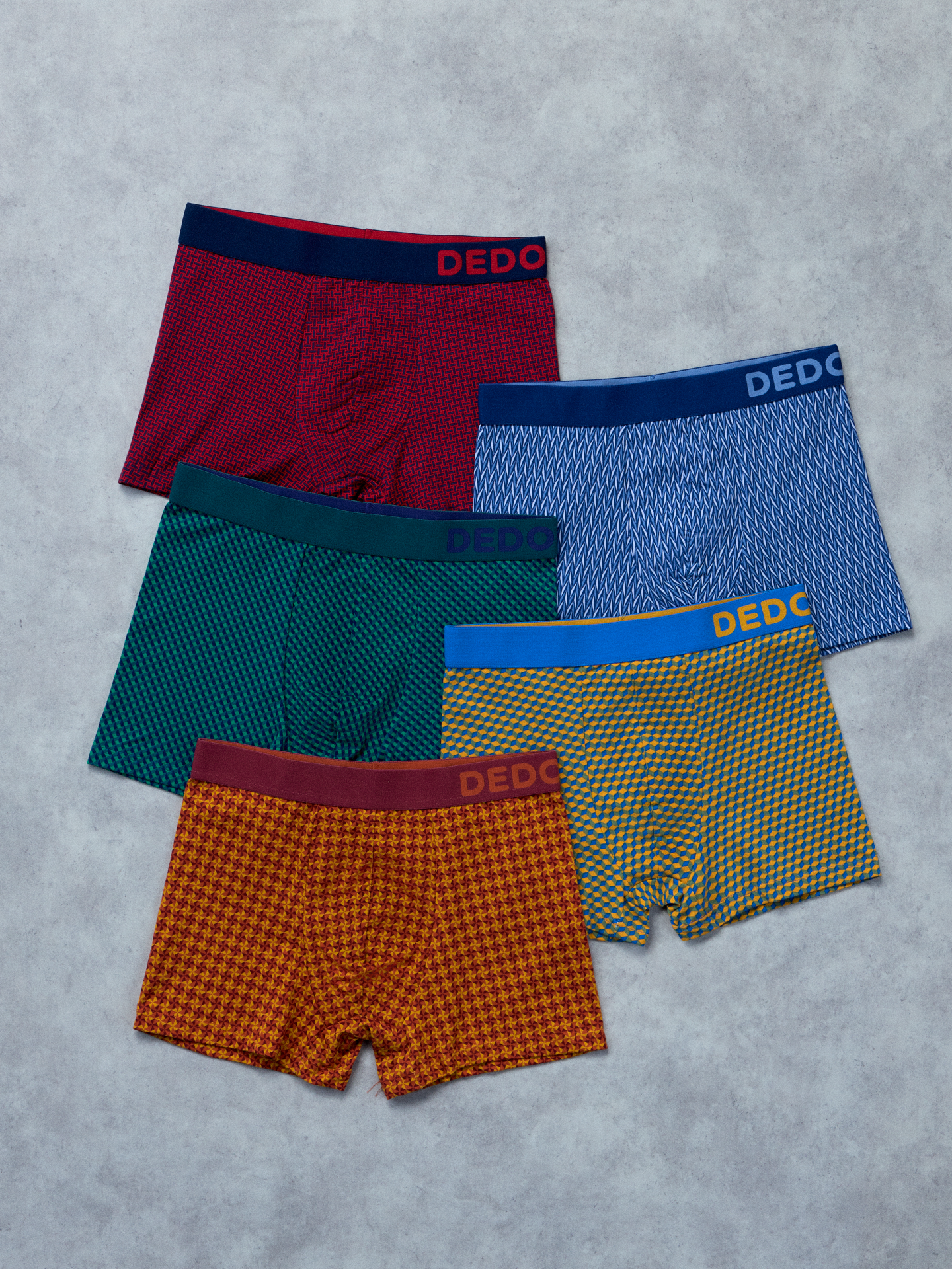 Burgundy & Yellow Men's Patterned Trunks