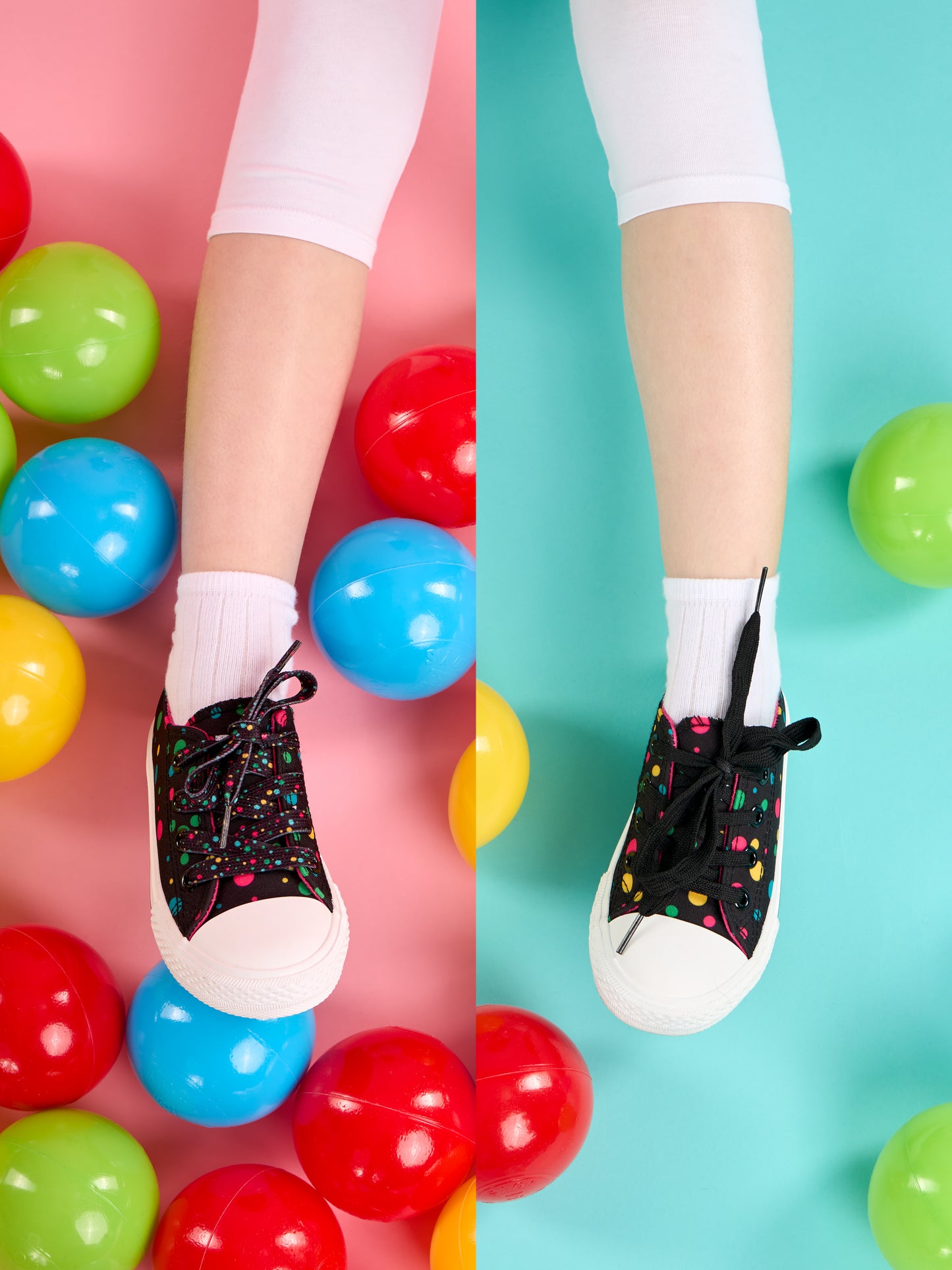Kids' Canvas Shoes Neon Dots