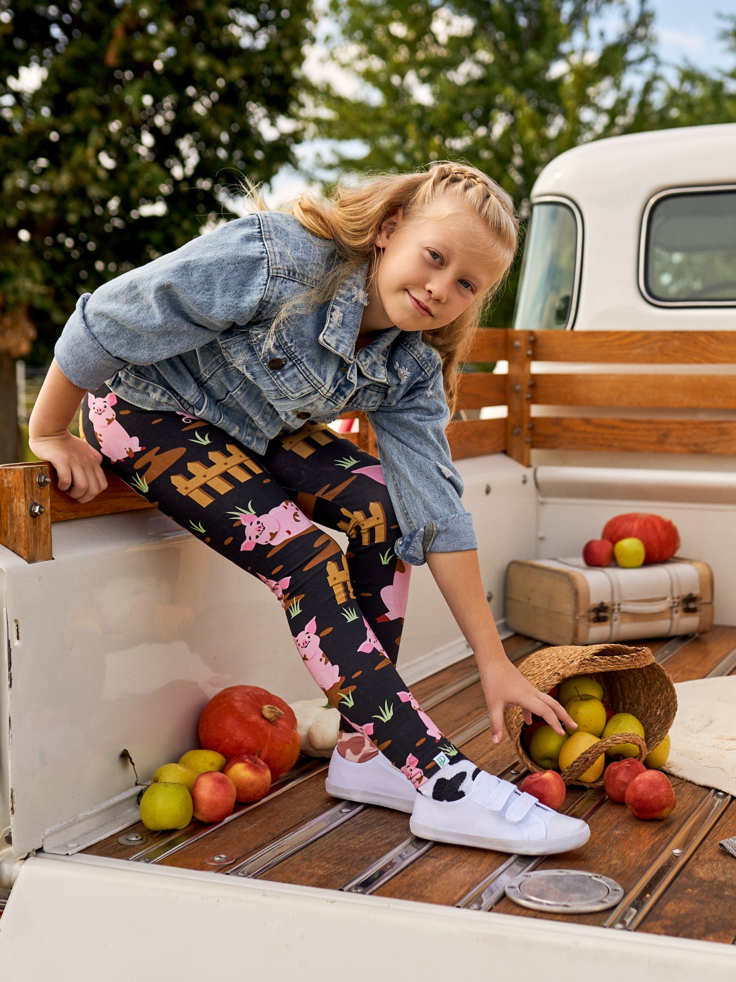 Kids' Cotton Leggings Pigs on the Farm