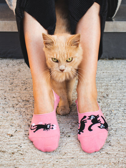 No Show Socks Pink Cats