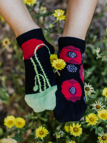 Ankle Socks Poppy Flower