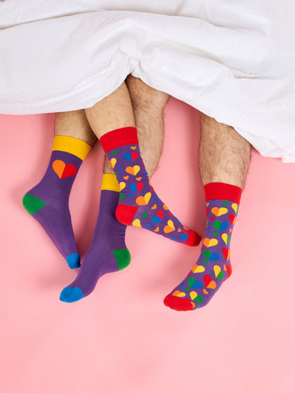 Regular Socks Rainbow Hearts