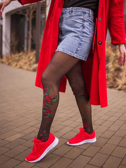 Nylon Tights Red Roses