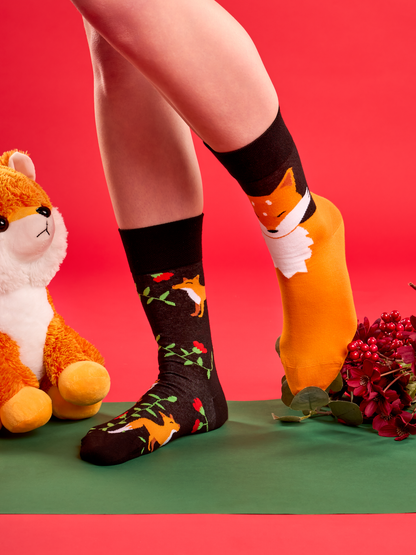 Regular Socks Fox & Flowers