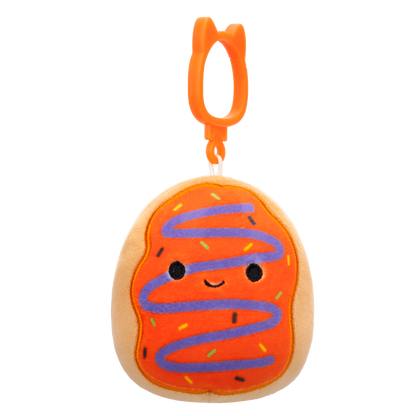 Squishmallows Clip-On Jay the Orange Frosted Donut with Purple Drizzle, 9 cm