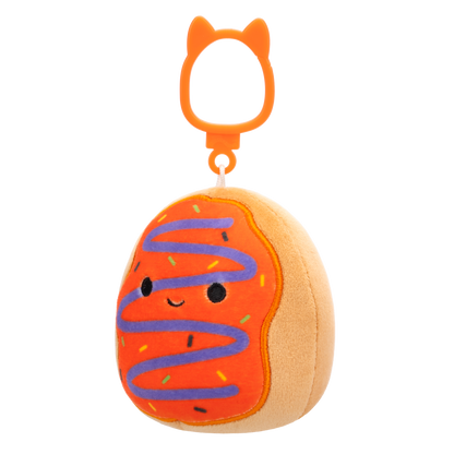 Squishmallows Clip-On Jay the Orange Frosted Donut with Purple Drizzle, 9 cm