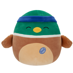 Squishmallows Avery the Mallard Duck with Sweatband and Rugby Ball, 20 cm